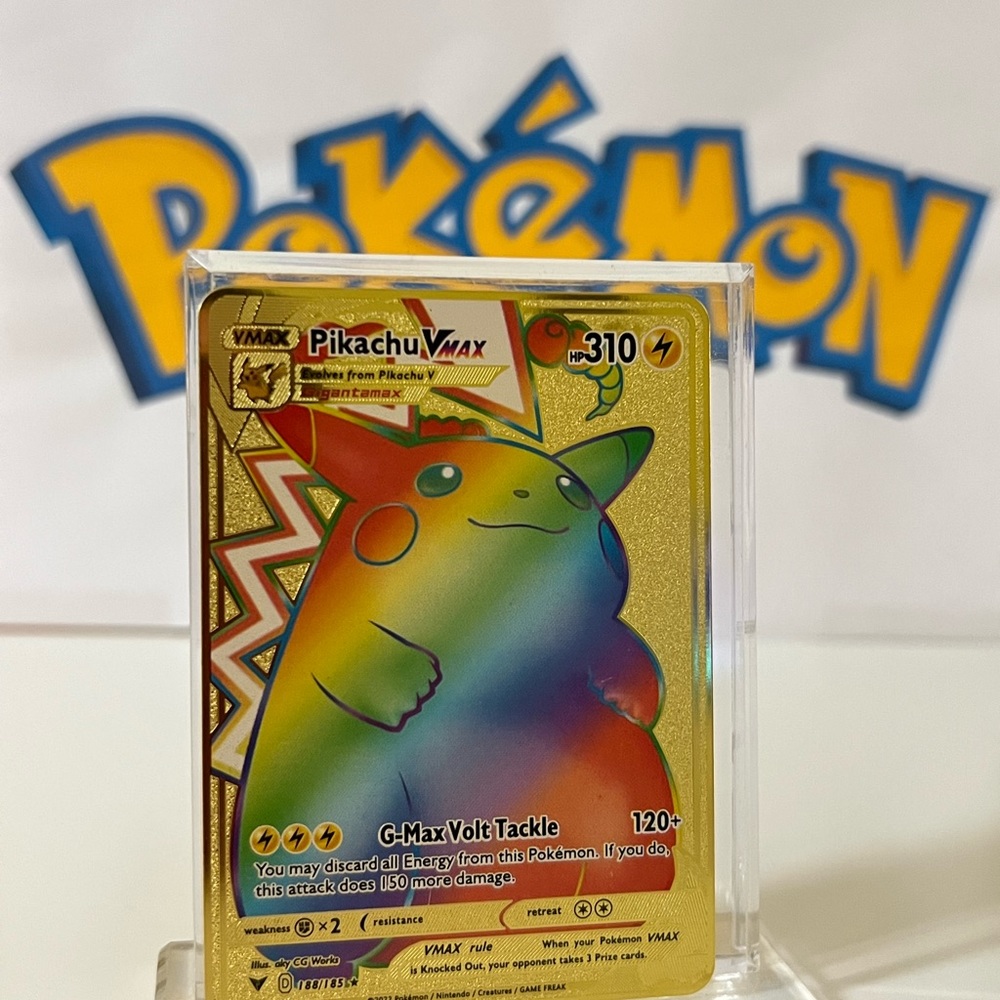Pikachu VMAX 188/185 Rainbow Rare Gold Metal Collectibles Pokemon Card - Picture 2 of 3